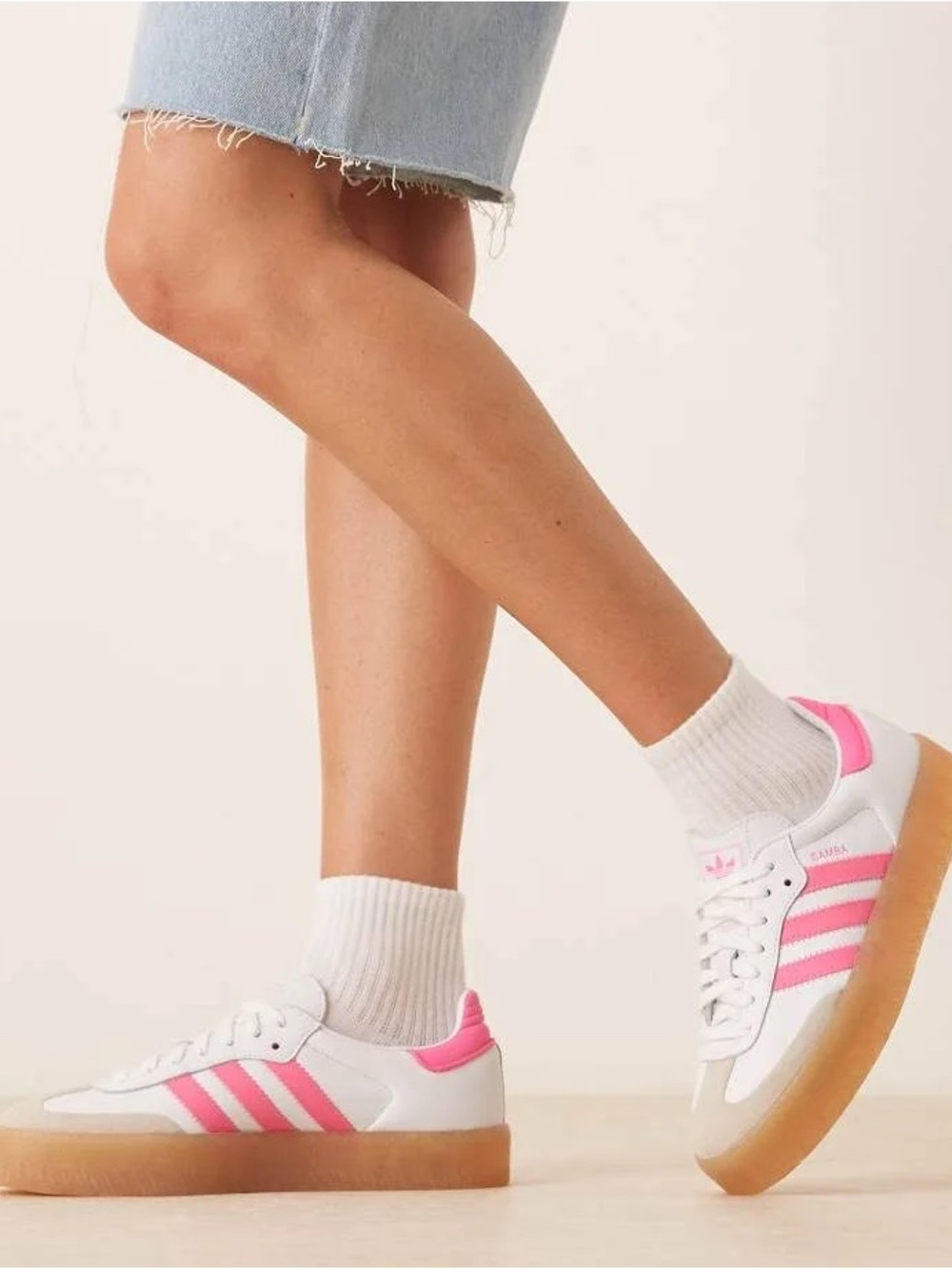 NWT Adidas Originals Sambae White and Bright Pink, W 7
